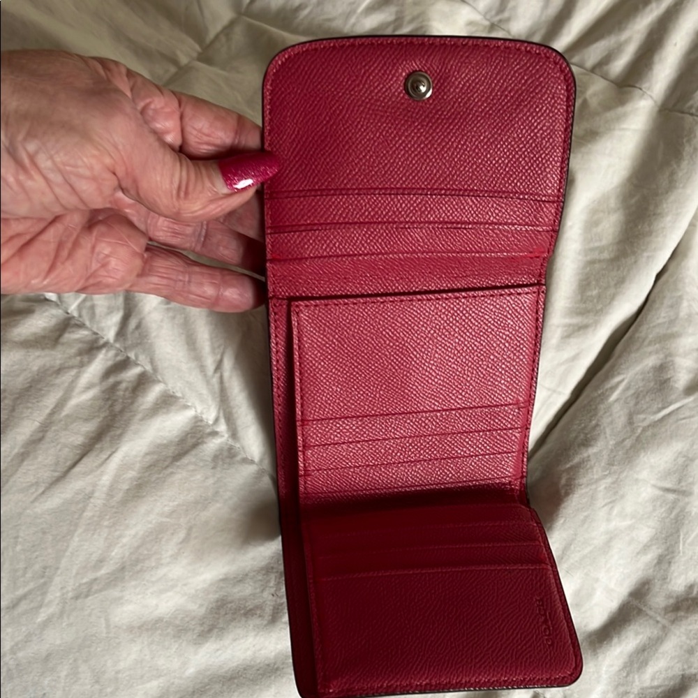 Coach Pink and Tan Compact Wallet - Picture 4 of 11